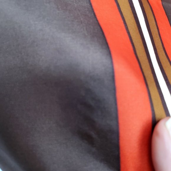 Daniel La Foret Silk Scarf Hand Rolled Brown Multicolor Geometric Striped - Picture 12 of 12